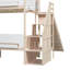 Lit superposé en bois en forme de maison avec glissade et escalier de rangement, cadre de lit simple / simple / double pour enfants, beige et blanc-551050586