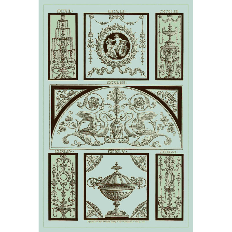 Panneau Pergolesi en céladon III, H 48 po x l 32 po x P 1,25 po