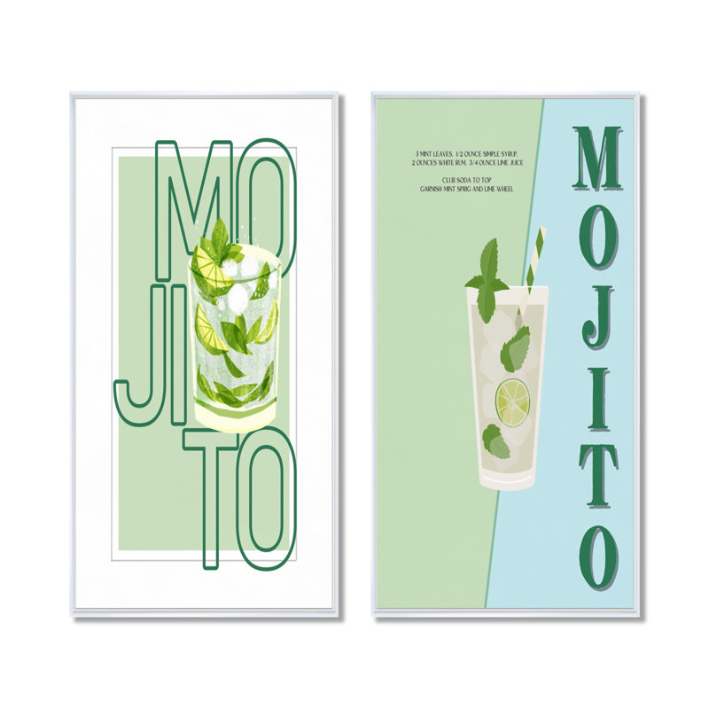 Mojito Traditional Cuban Punch III - Art mural 2 pièces, H 40 po x l 40 po, Cadre flottant blanc