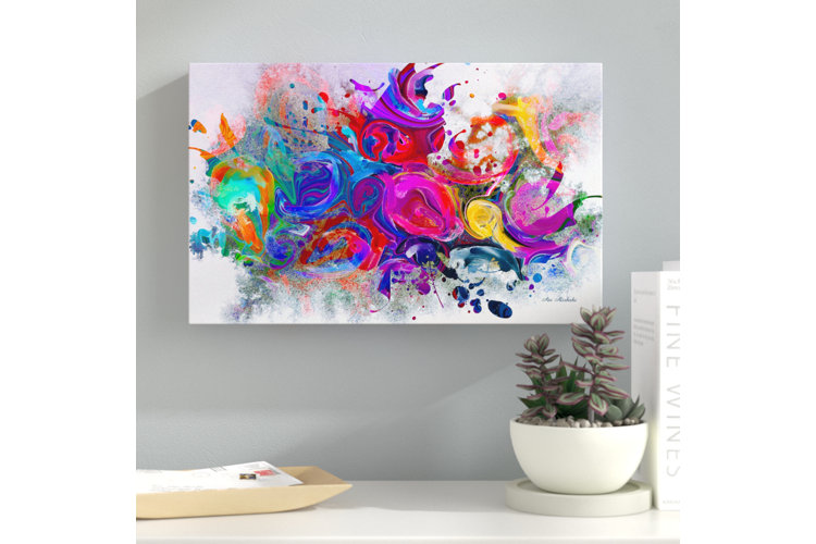 Dark Color Explosion' Oil Painting Print on Wrapped Canvas