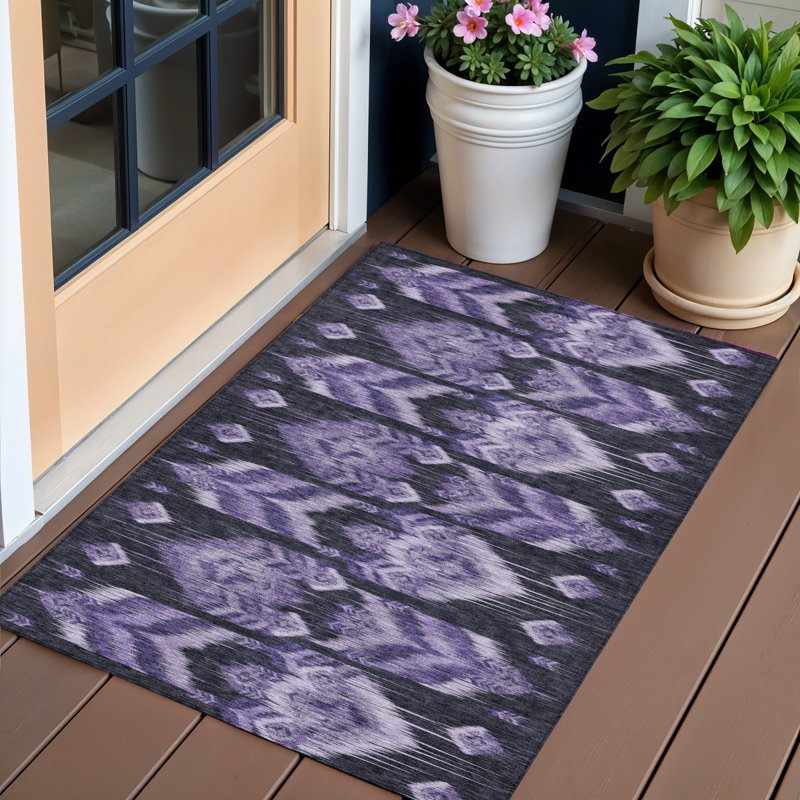 5' X 8' Purple Lavender And Plum Southwestern Washable Indoor Outdoor Area Rug, Rectangle 3' X 5'