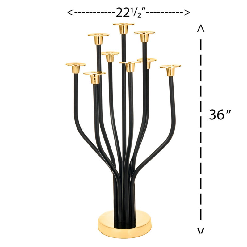 Radiant Tree Stainless Steel Tabletop Candelabra, 36" H x 12" W x 12" D, BlackGold