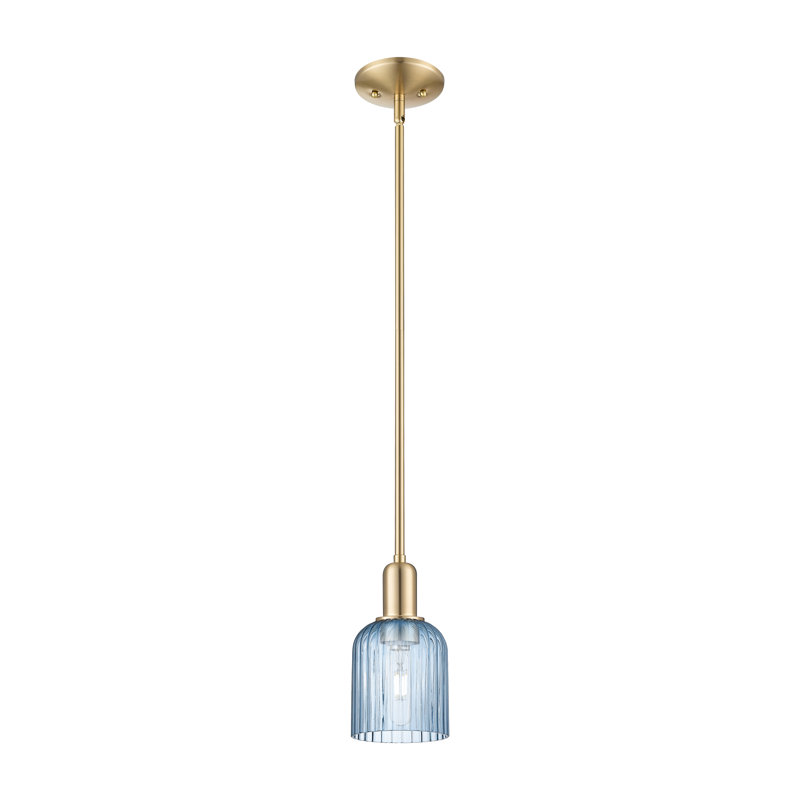 Downtown Urban - Voile de mariée - Mini-luminaire suspendu 1 tige, Bleu, H 9,63 po x l 5 po x P 5 po, Bronze champagne