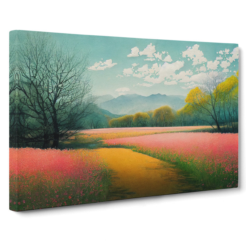 Refined Spring Meadow Landscape - Wrapped Canvas, 40cm H x 60cm W x 3cm D