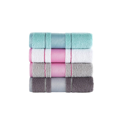 KAFTHAN Keeyon Multicolor Fishbone Turkish Cotton Face/Hand/Hair Bath Towels