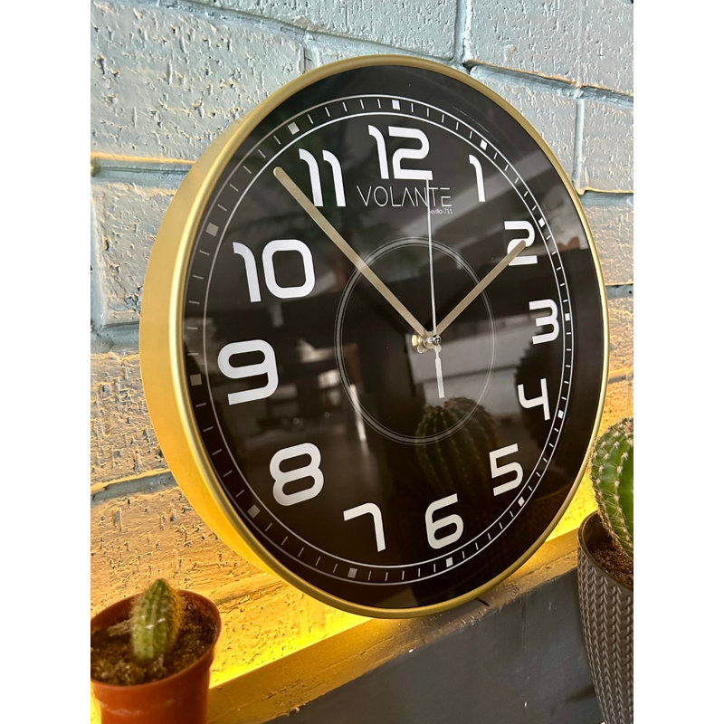 Horloge murale décorative élégante en or 11,8 po x 11,8 po | Couvercle en verre véritable, 1,8 po d'épaisseur | Cadre 100% plastique | Parfait pour le salon, le bureau ou la chambre à coucher, design élégant et fonctionnel