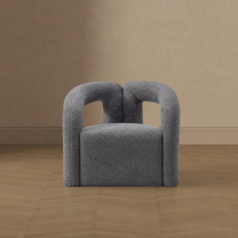 Fauteuil demi-tonneau gris Darian, Boucle gris