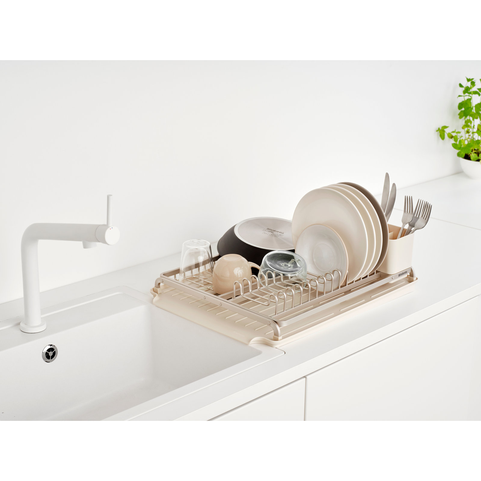 Brabantia Sink Side Large Dish Drying Rack, Soft Beige