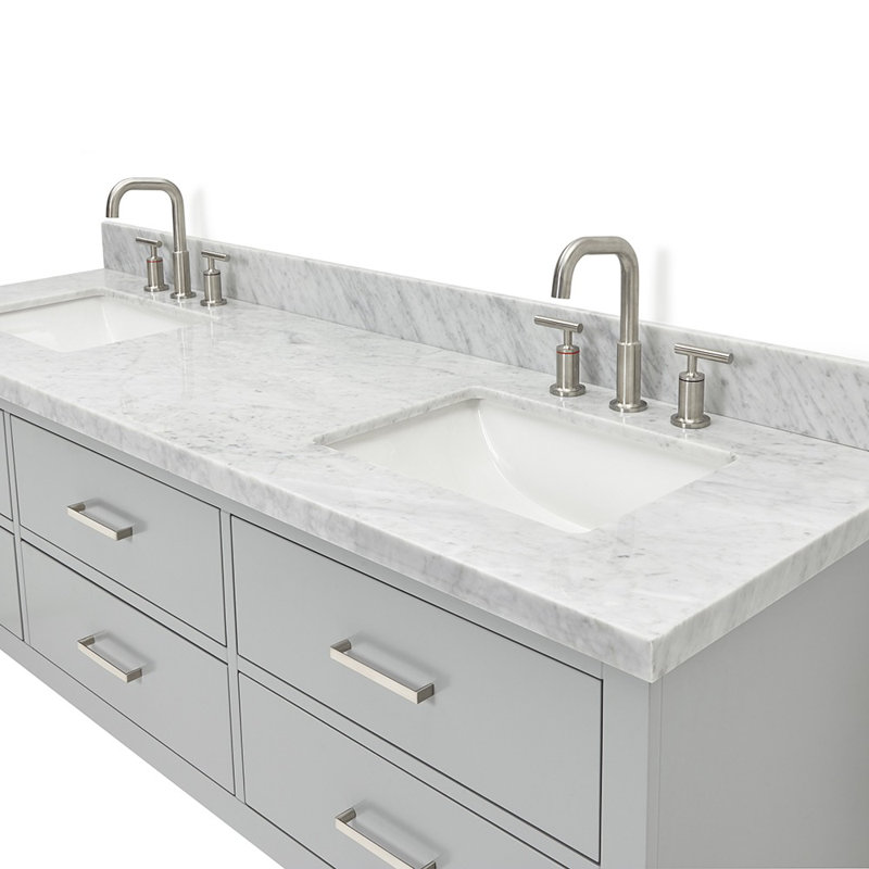 73'' W Double Vanity, Gray, Brushed Nickel, 61"