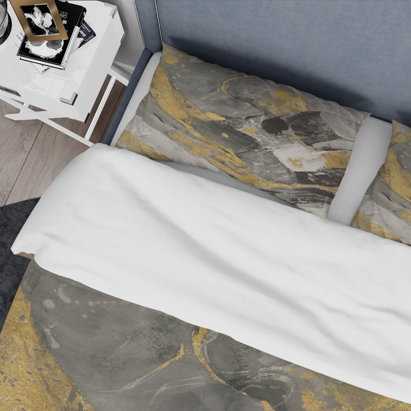Marbre doré et noir II - Ensemble de housse de couette moderne et contemporain - Microfibre de polyester