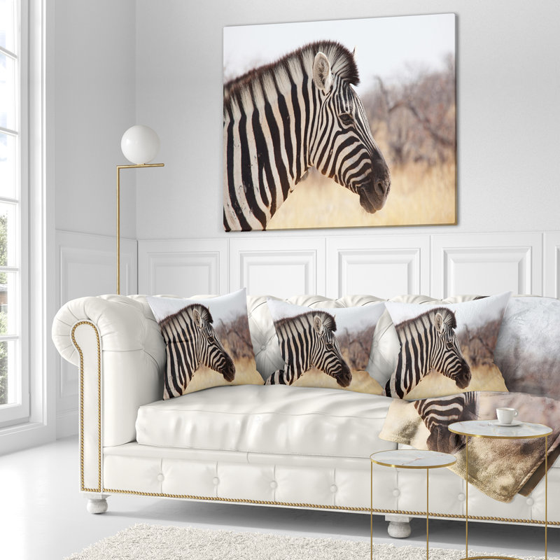 Magnifique zèbre dans la forêt - coussin à imprimé animal, 16 po x 1 po, Carré
