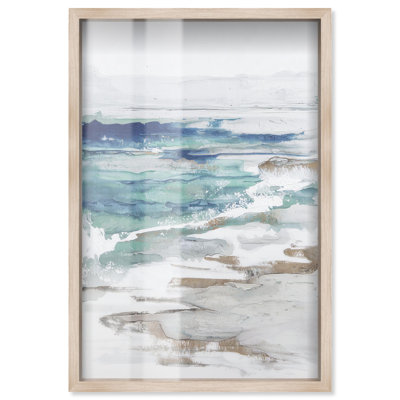 «Marine Layers IV Shadowbox», art abstrait bleu par Art Remedy, cadre blond, 31 x 46