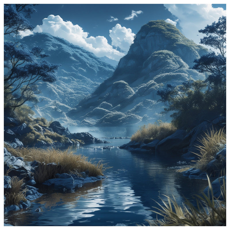 Édredon Mountain River Scene, Simple extra long