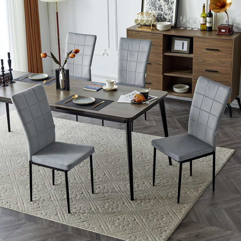 46cm H Velvet Upholstered Full Back Parsons Chair, Grey