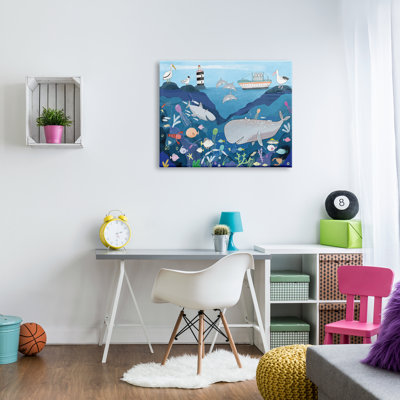 Illustration d'un enfant sous-marin, requin-baleine - peinture