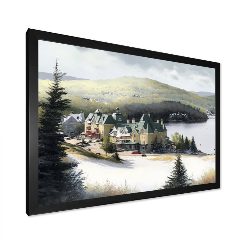 Saison hivernale Mont-Mont V - reproduction sur toile, L 20 po x H 12 po, Impression noire sur toile encadrée
