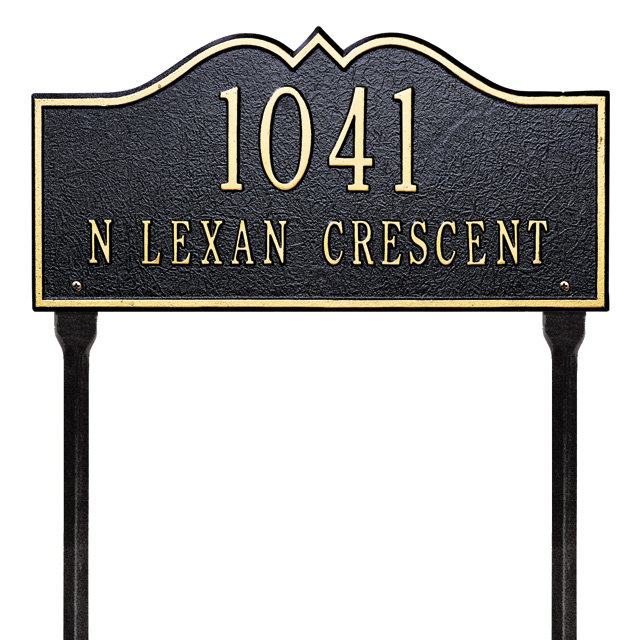 Plaque d'adresse sur 2 lignes Hillsboro, Noir et or, Oui
