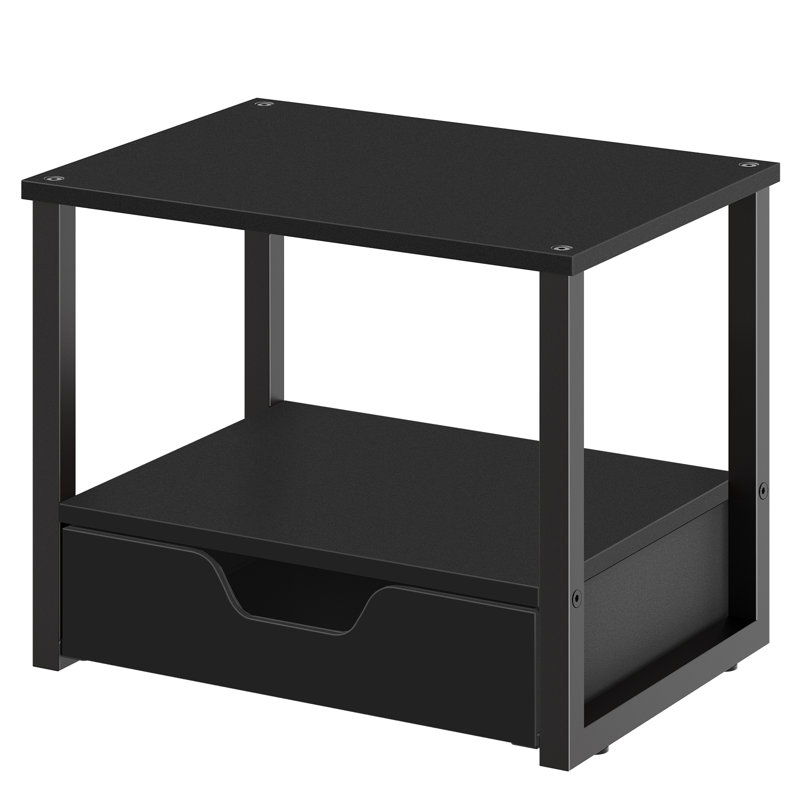 Table d'imprimante de bureau à 2 niveaux avec tiroir, Noir