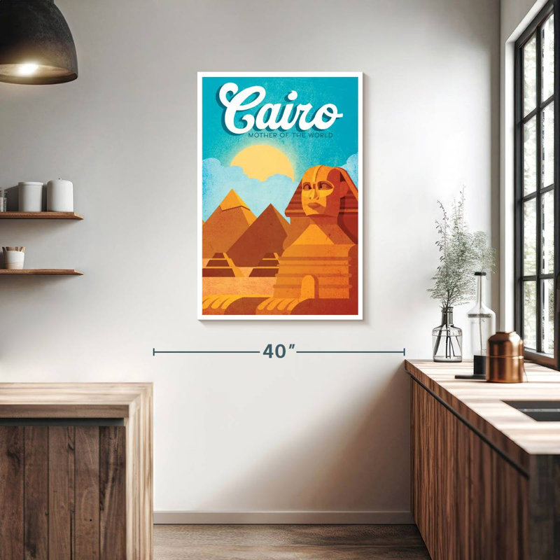 Affiche rétro du Caire, H 39 po x l 26 po