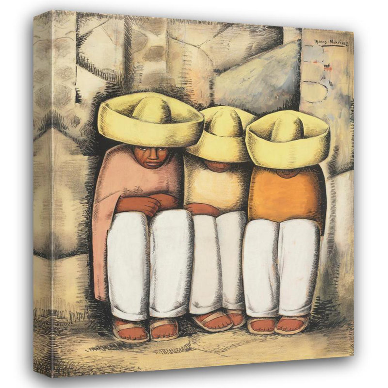"Indians at Rest" par Alfredo Ramos Martinez - art mural sur toile tendue avec châssis, H 24 po x l 17 po
