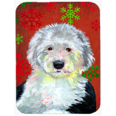 The Holiday Aisle Ashlynn Old English Sheepdog Glass Cutting Board