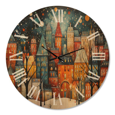 Cityscape Art Deco Silent Wood Wall Clock – Bubble Village Art Deco