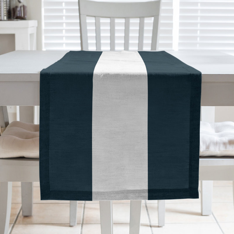 New Orleans Football Stripes Table Runner, 72" x 16", Polyester, Houston Throwback Football Dark Blue/White