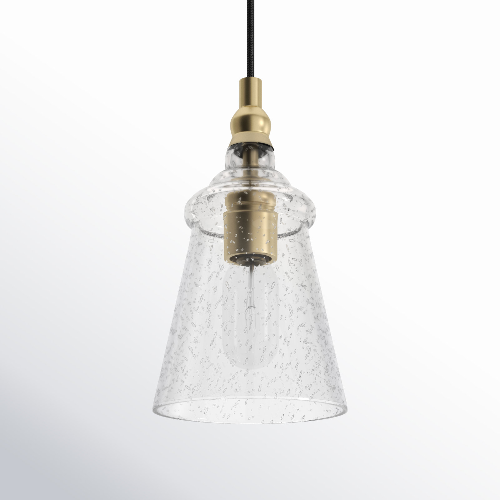 Levine Single Light Glass Steel Dimmable Pendant, Satin Brass