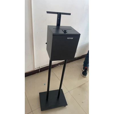 Floor Standing Drop Box With Stand | Combination Lock & Sign Clip | For Letters, Newspapers & Postal Items| Voting, Donations,church Elections| 14"x10",black