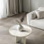Table basse en marbre blanc naturel, petit accent de salon avec un caractère de pierre unique et une surface semi-polie-161970947
