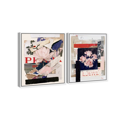 Milano Collage Set Floral & Botanical Canvas Print by Oliver Gal, Black Frame, 16 x 20