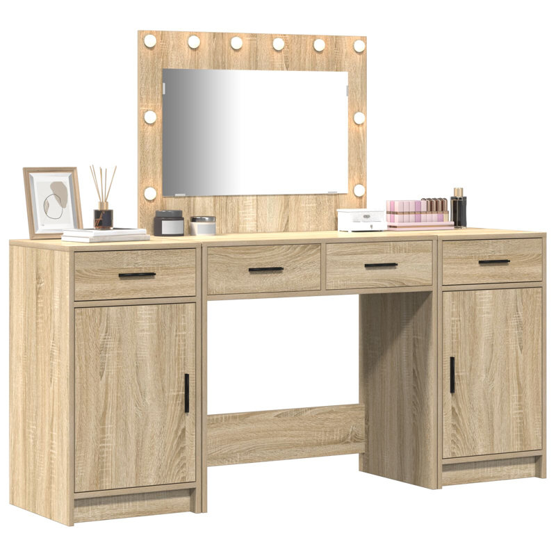 Dressing Table with Mirror, Sonoma Oak
