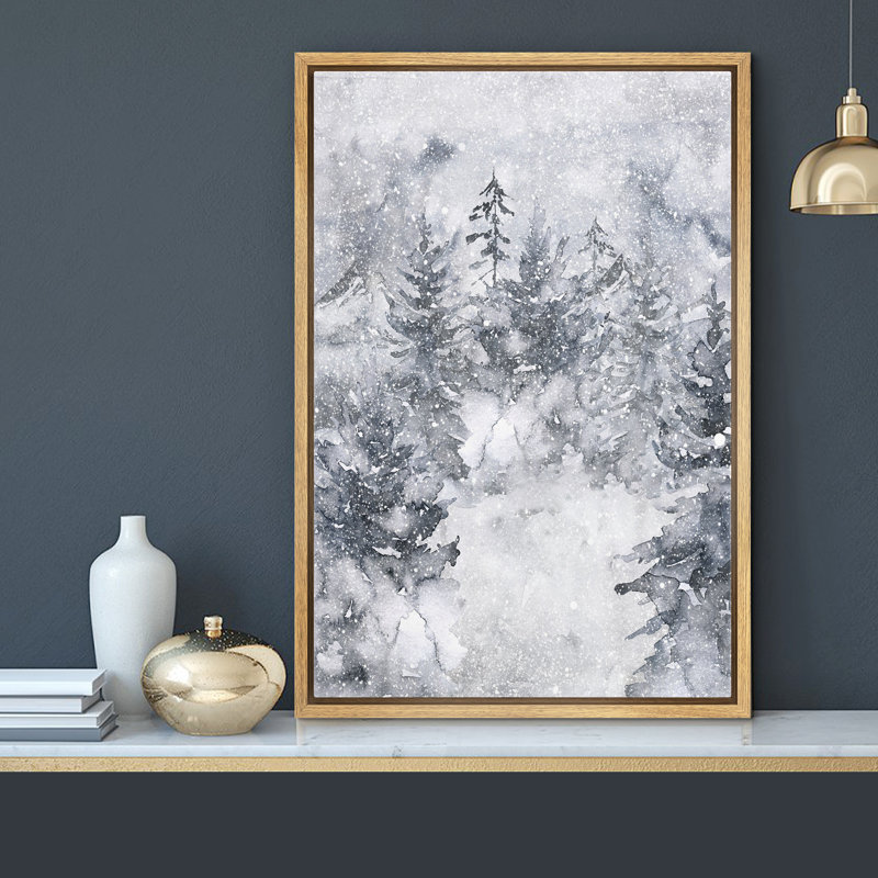 Abstrait, gris, forêt d'hiver, paysage, campagne, vacances encadrées, art mural, Naturel, H 36 po x l 24 po