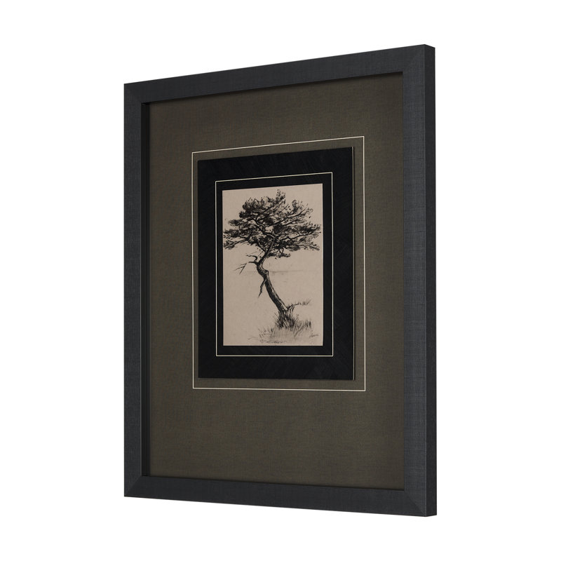 «Tree Dessin III a», reproduction d'art encadrée à la main avec verre mat, Dessin d'arbre III
