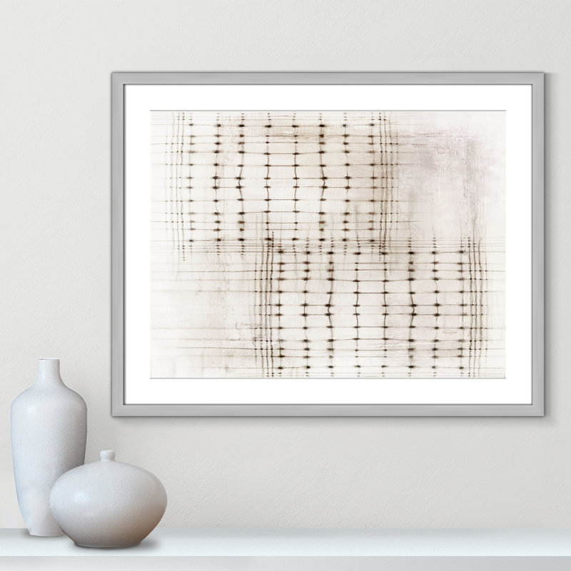 «Intersecting Lines in Quiet Neutralité I - Version paysage» par , Matte Silver, L 29,5 po x H 23,5 po, Imprimé mat