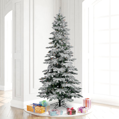Flocked Utica Fir Slim Artificial Christmas Tree