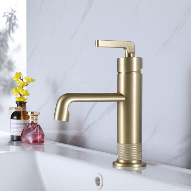 Single-Hole Single-handle Bathroom Faucet, Brushed Gold