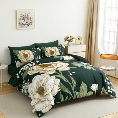 7-Piece Floral Comforter Set - Soft Microfiber Bedding Set for All Seasons
