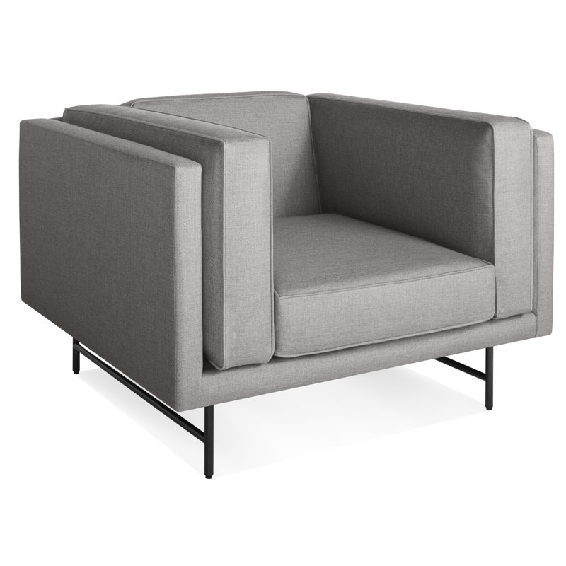 Bank Upholstered Club Chair, Black, Vern Grey