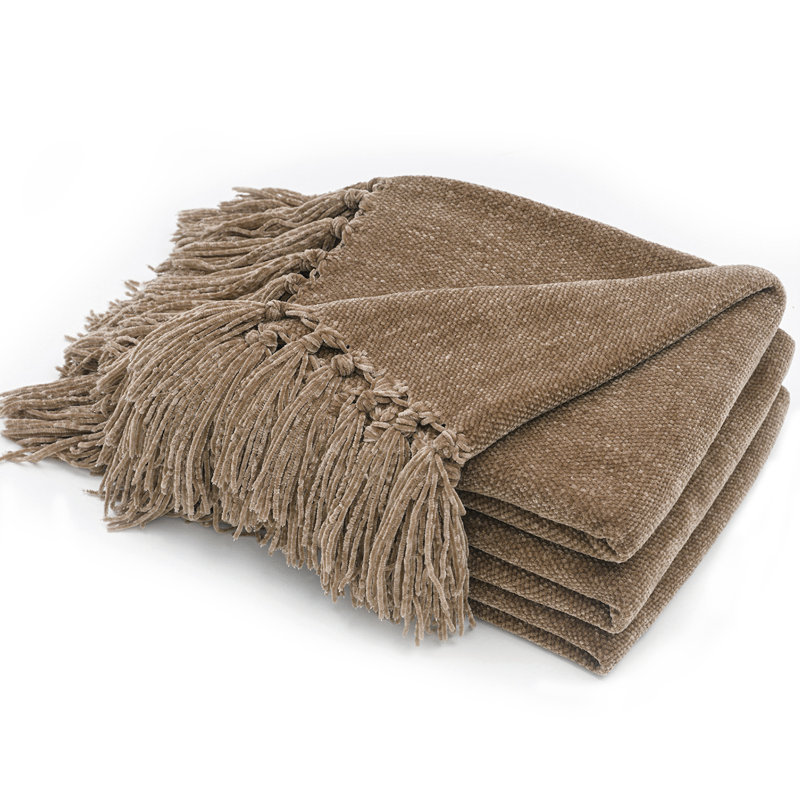 Jeté en chenille douce, L 80 po x l 60 po, Brun moka