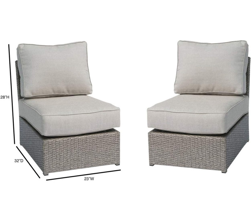 Chaises longues de patio Oui + modulaire + mélange de gris + structure résistante à la rouille + coussins résistants aux taches + jardin et extérieur + moderne