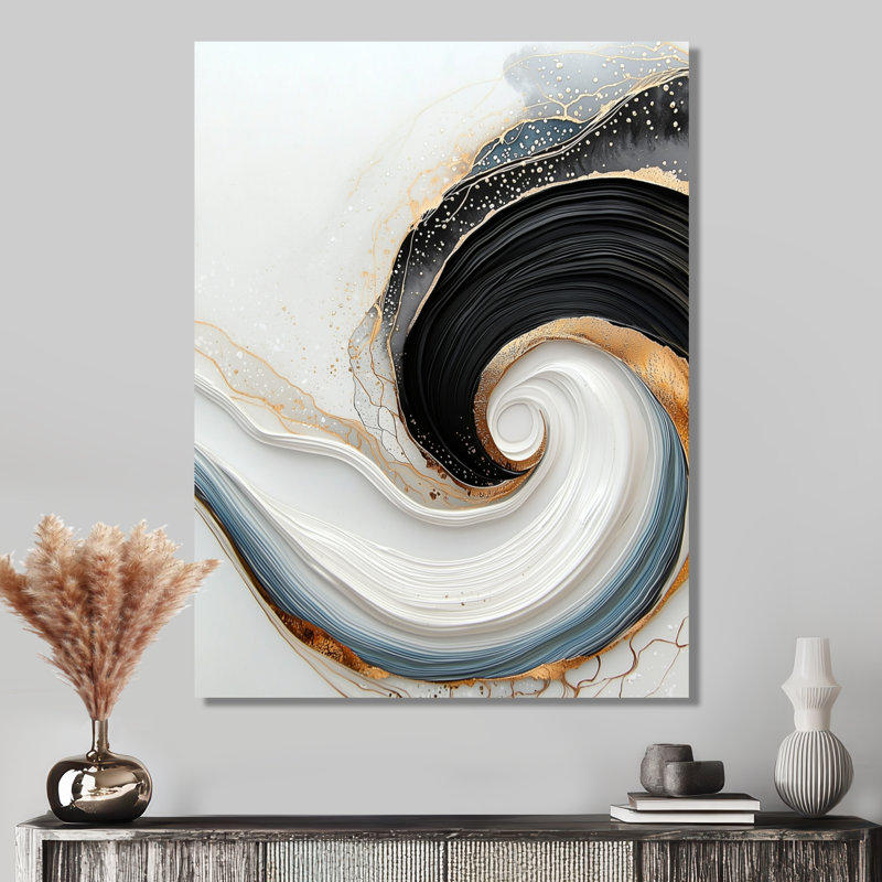 Minimal Abstract Spiral Soft Convergence V - Art moderne en métal, spirales abstraites, impression sur métal