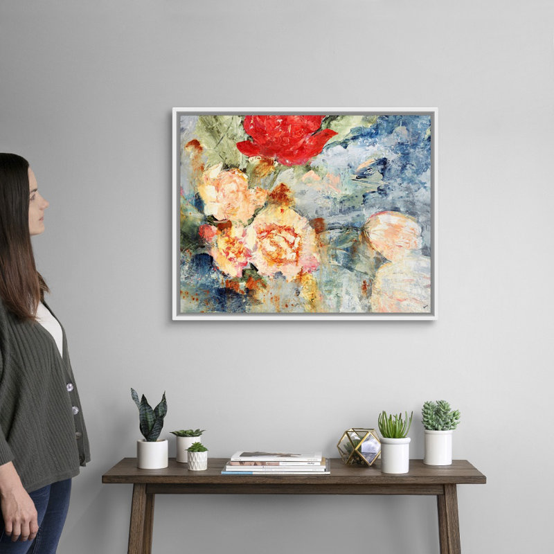 Reproduction d’art sur toile, "Blooming bouquet" par Alexys Henry, Cadre flottant blanc, H 26 po x l 32 po x P 1,75 po