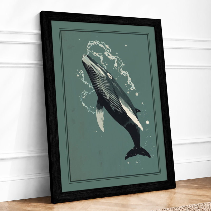 Whale at Peace Coastal - Framed Print, A3 - 42.0 x 29.7 cm, Black