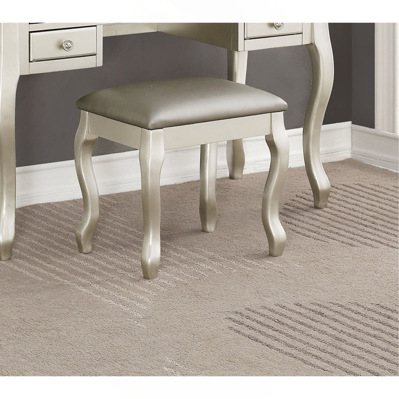 Ensemble de meuble-lavabo classique avec tabouret et tiroirs de couleur argenté
