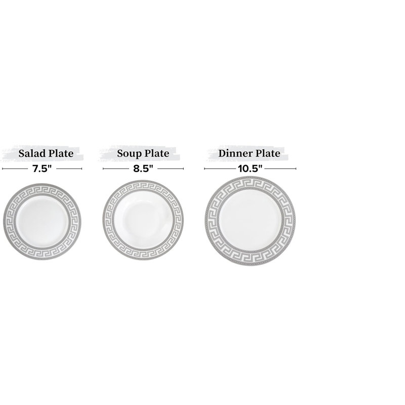 Service de table en porcelaine Silver Key, 12 pièces, service pour 4 personnes