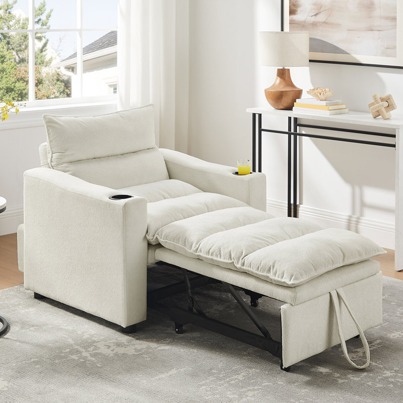 Fauteuil convertible en velours, Beige