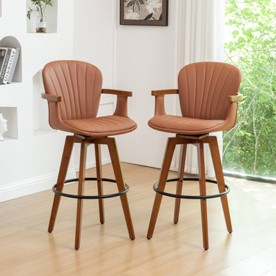 Kelsch Swivel Bamboo Counter Stools and Bar Stools