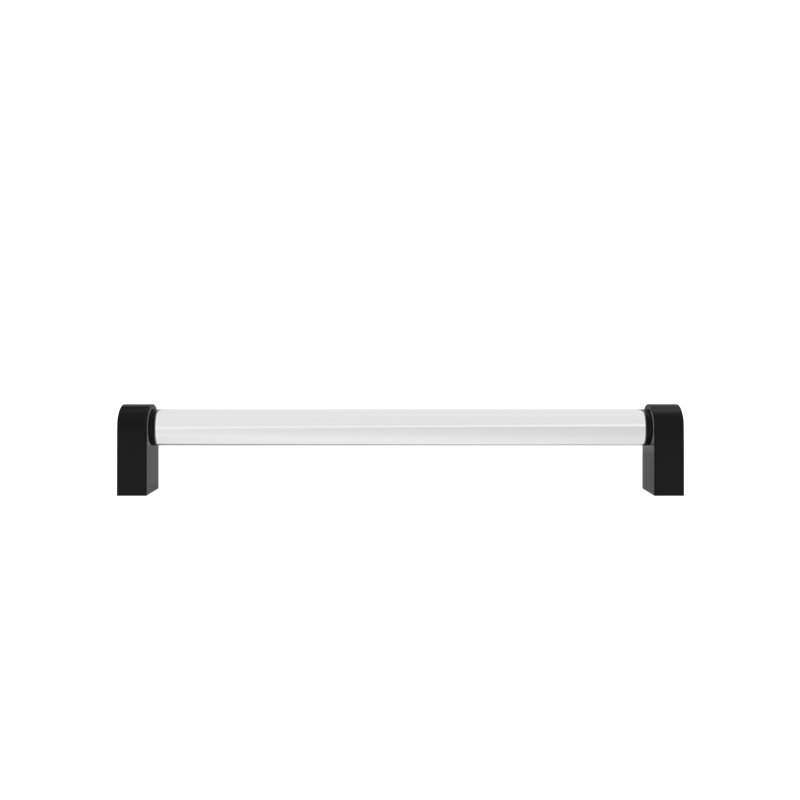 Poignée barre / poignée en acrylique Clarity, Noir mat / transparent, 8 po d'un centre à l'autre