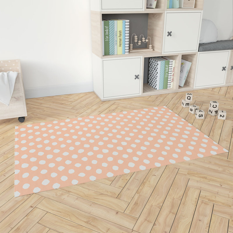 Large Dot Kids Play Mat, Rectangle 36" x 60", Peach/Orange
